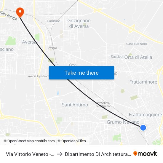 Via Vittorio Veneto - Rif. Civico N° 52 to Dipartimento Di Architettura E Disegno Industriale map