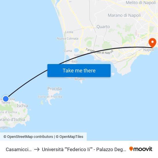 Casamicciola to Università ""Federico Ii"" - Palazzo Degli Uffici map