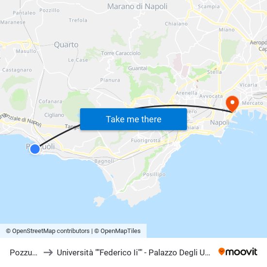 Pozzuoli to Università ""Federico Ii"" - Palazzo Degli Uffici map