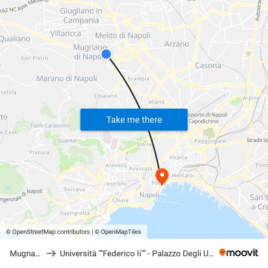 Mugnano to Università ""Federico Ii"" - Palazzo Degli Uffici map