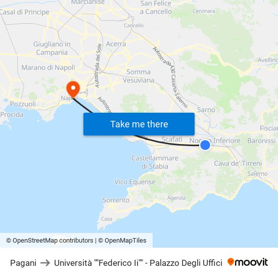 Pagani to Università ""Federico Ii"" - Palazzo Degli Uffici map