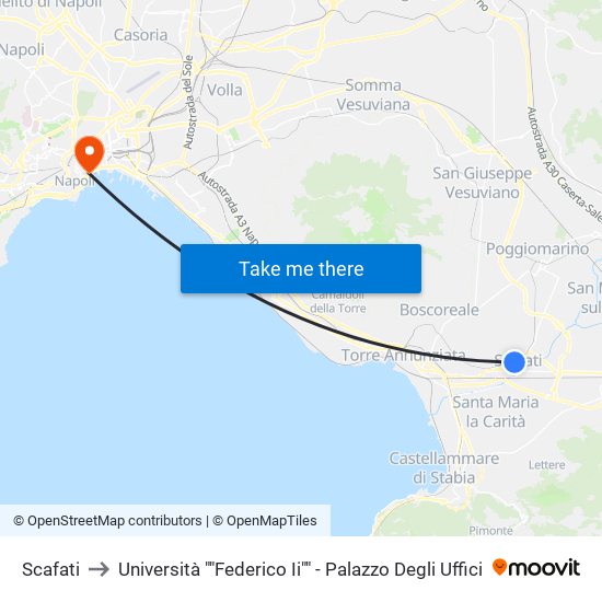 Scafati to Università ""Federico Ii"" - Palazzo Degli Uffici map