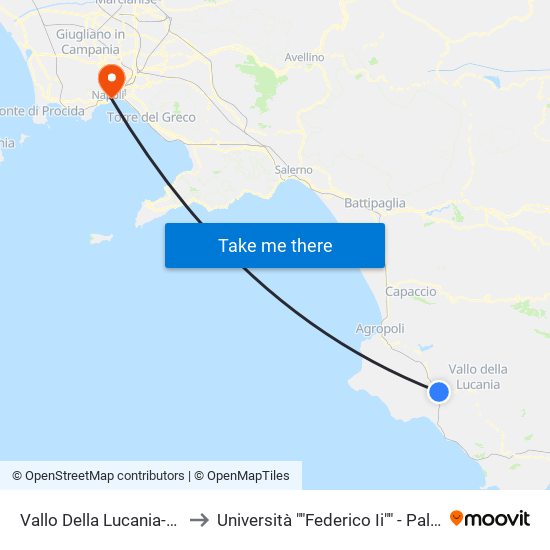 Vallo Della Lucania-Castelnuovo to Università ""Federico Ii"" - Palazzo Degli Uffici map