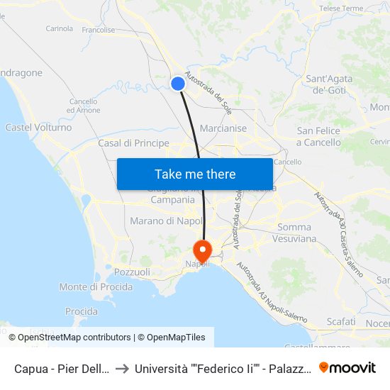 Capua - Pier Delle Vigne to Università ""Federico Ii"" - Palazzo Degli Uffici map