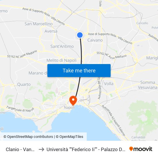 Clanio - Vanvitelli to Università ""Federico Ii"" - Palazzo Degli Uffici map