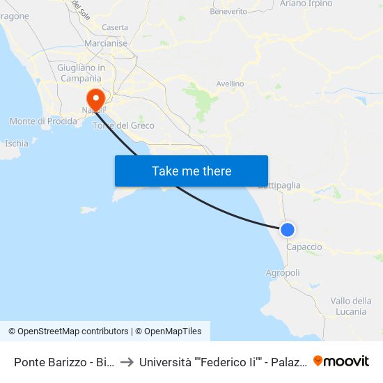 Ponte Barizzo - Bivio Sp43 to Università ""Federico Ii"" - Palazzo Degli Uffici map