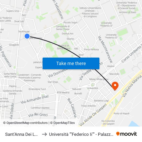 Sant'Anna Dei Lombardi to Università ""Federico Ii"" - Palazzo Degli Uffici map