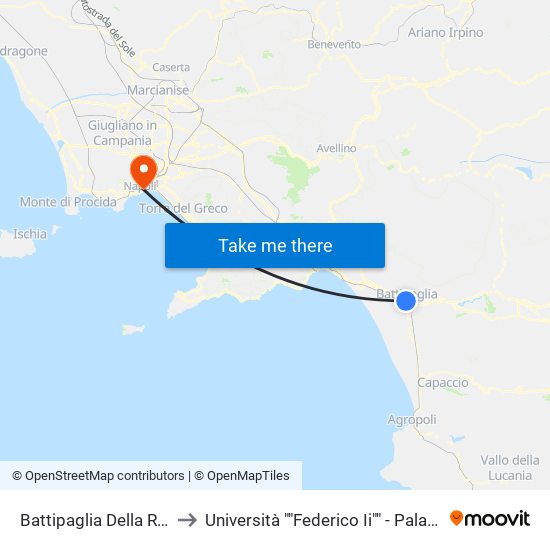 Battipaglia Della Repubblica to Università ""Federico Ii"" - Palazzo Degli Uffici map