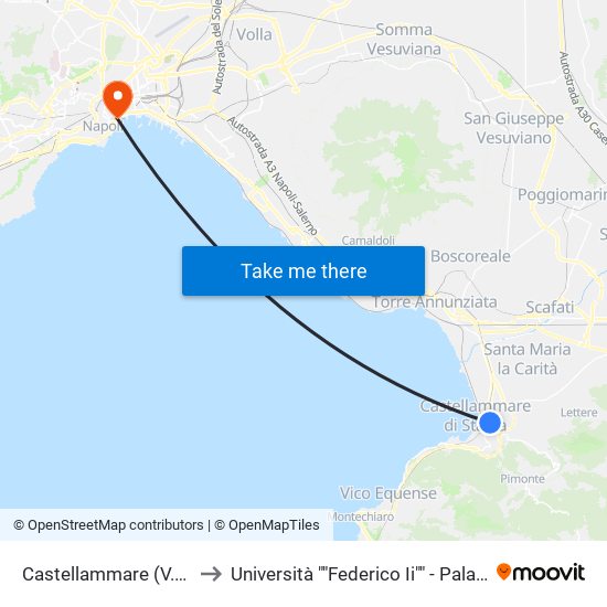 Castellammare (V.Le Europa) to Università ""Federico Ii"" - Palazzo Degli Uffici map