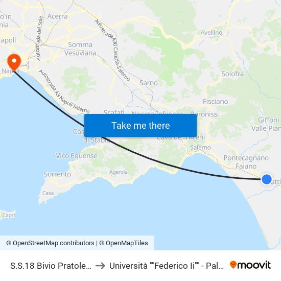 S.S.18 Bivio Pratole Df Civ. 191 to Università ""Federico Ii"" - Palazzo Degli Uffici map