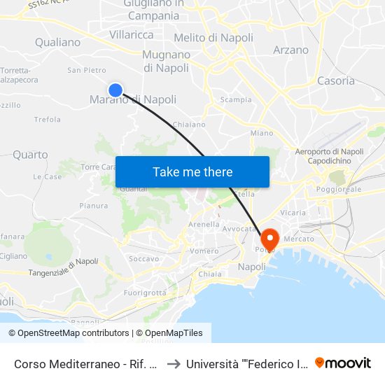 Corso Mediterraneo - Rif. Centro Riabiliazione Serena to Università ""Federico Ii"" - Palazzo Degli Uffici map