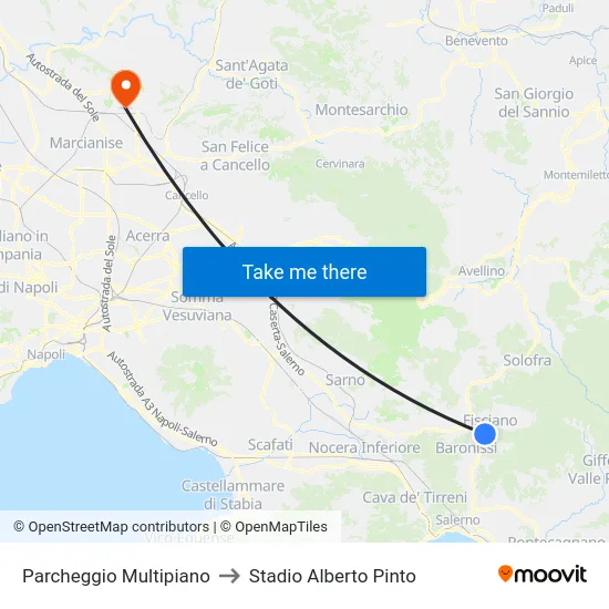 Parcheggio Multipiano to Stadio Alberto Pinto map