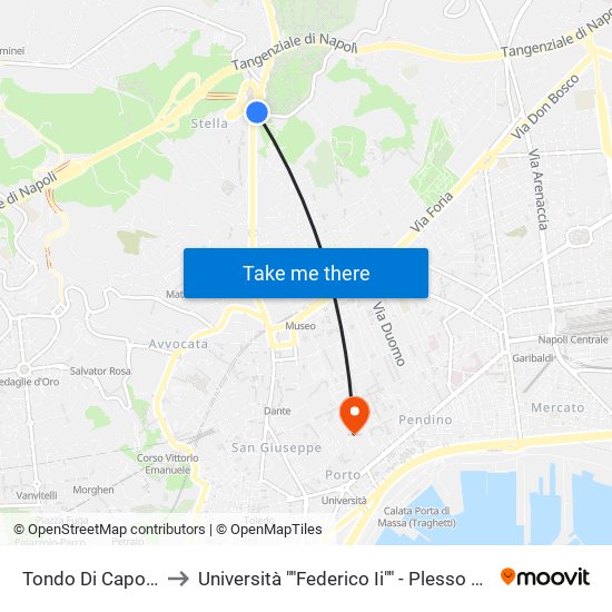 Tondo Di Capodimonte to Università ""Federico Ii"" - Plesso Mezzocannone 8 map