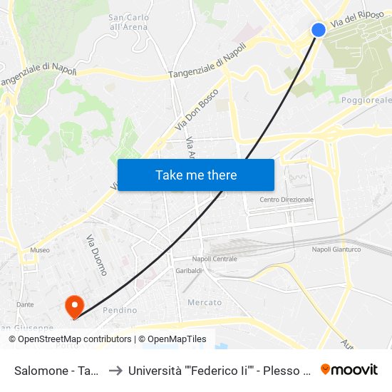 Salomone - Tangenziale to Università ""Federico Ii"" - Plesso Mezzocannone 8 map