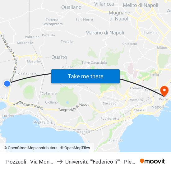 Pozzuoli - Via Monte Ruscello, 65 to Università ""Federico Ii"" - Plesso Mezzocannone 8 map