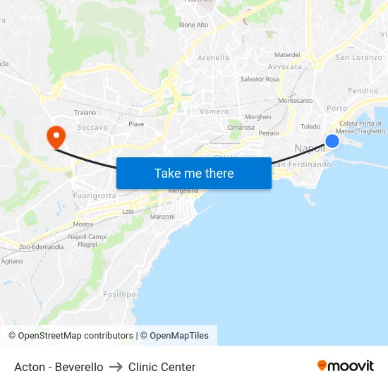 Acton - Beverello to Clinic Center map