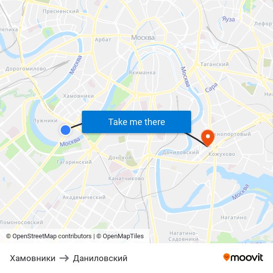 Хамовники to Даниловский map