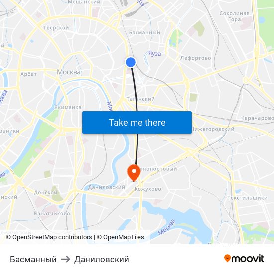 Басманный to Даниловский map