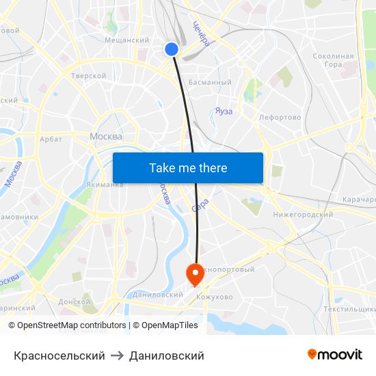 Красносельский to Даниловский map