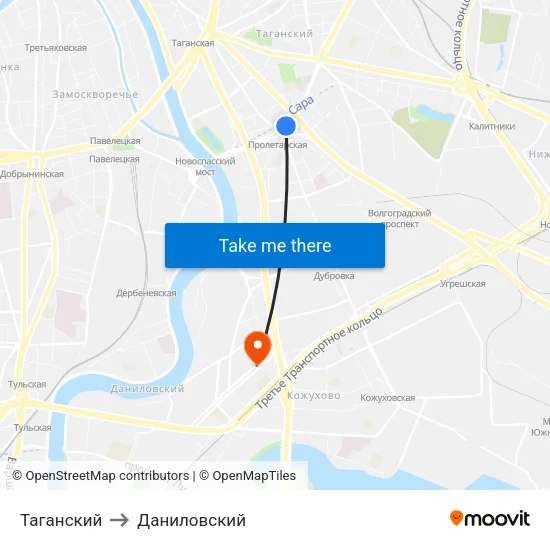 Таганский to Даниловский map
