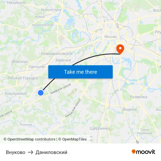 Внуково to Даниловский map
