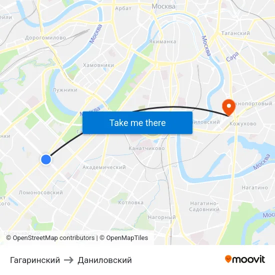 Гагаринский to Даниловский map
