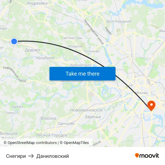 Снегири to Даниловский map