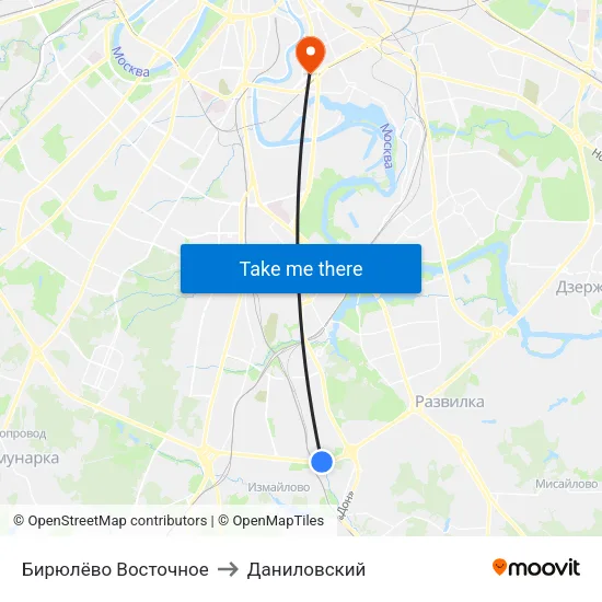 Бирюлёво Восточное to Даниловский map