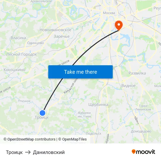 Троицк to Даниловский map