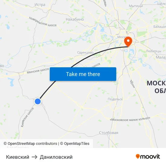 Киевский to Даниловский map