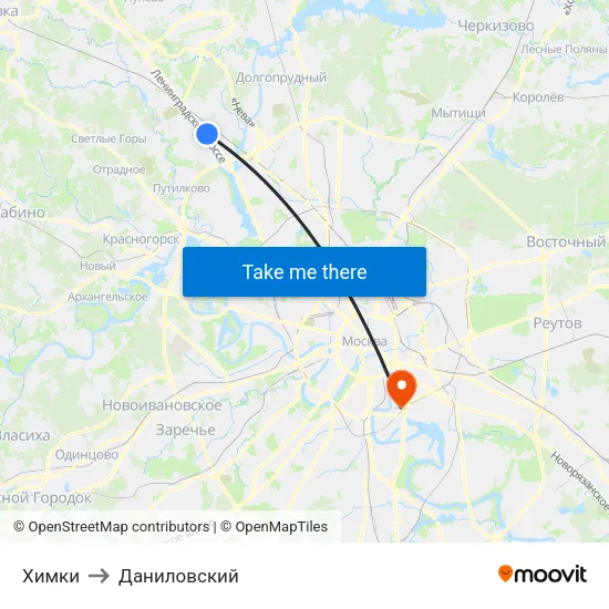 Химки to Даниловский map