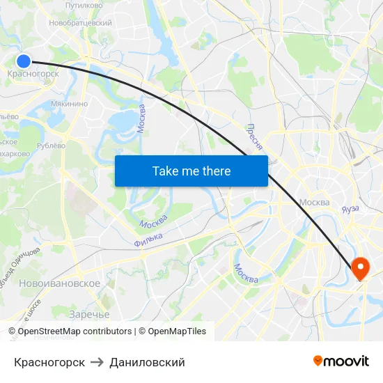 Красногорск to Даниловский map