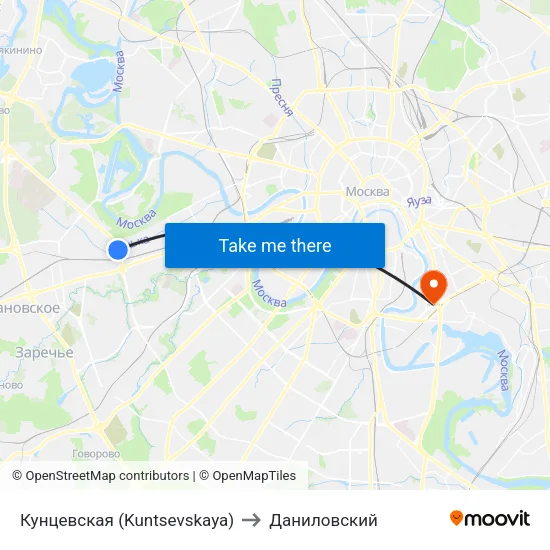 Кунцевская (Kuntsevskaya) to Даниловский map