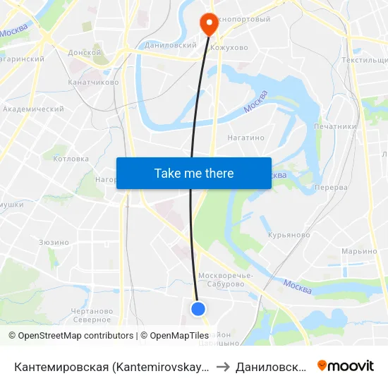 Кантемировская (Kantemirovskaya) to Даниловский map