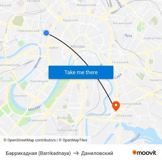 Баррикадная (Barrikadnaya) to Даниловский map