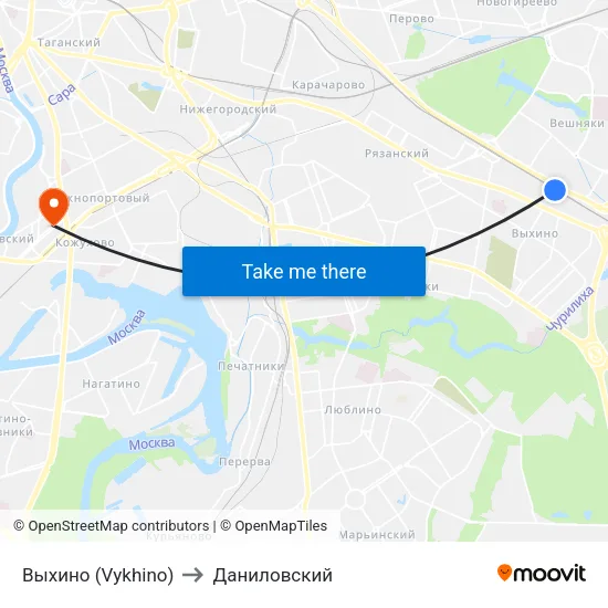 Выхино (Vykhino) to Даниловский map
