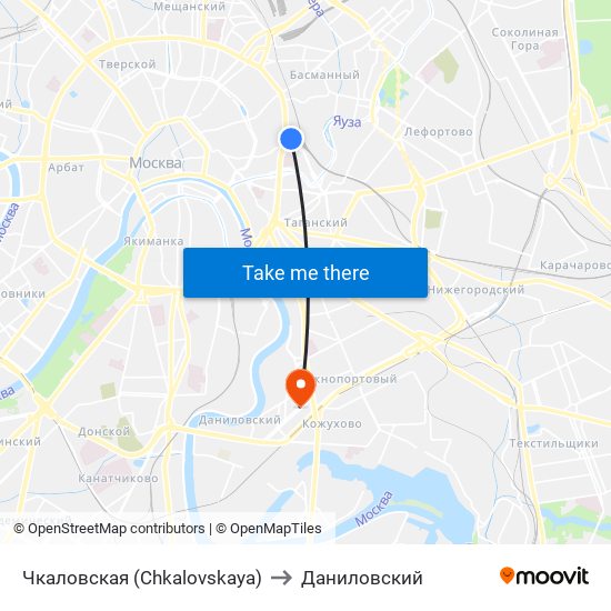 Чкаловская (Chkalovskaya) to Даниловский map