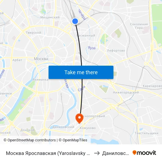 Москва Ярославская (Yaroslavsky Station) to Даниловский map