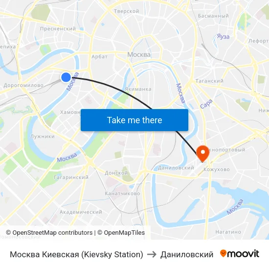Москва Киевская (Kievsky Station) to Даниловский map