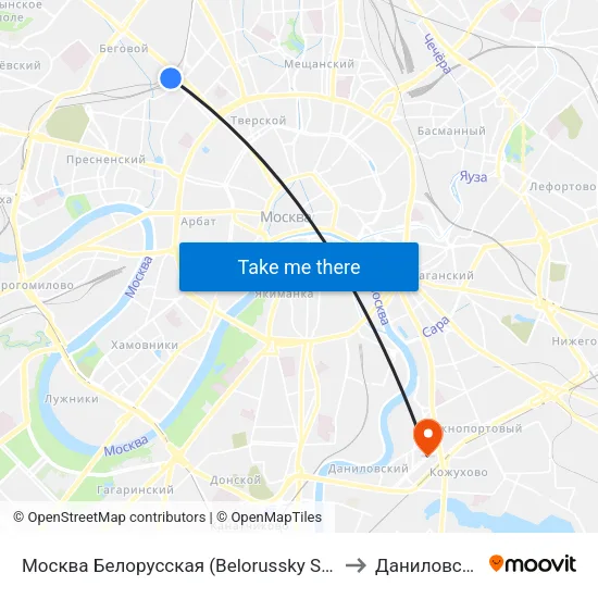 Москва Белорусская (Belorussky Station) to Даниловский map