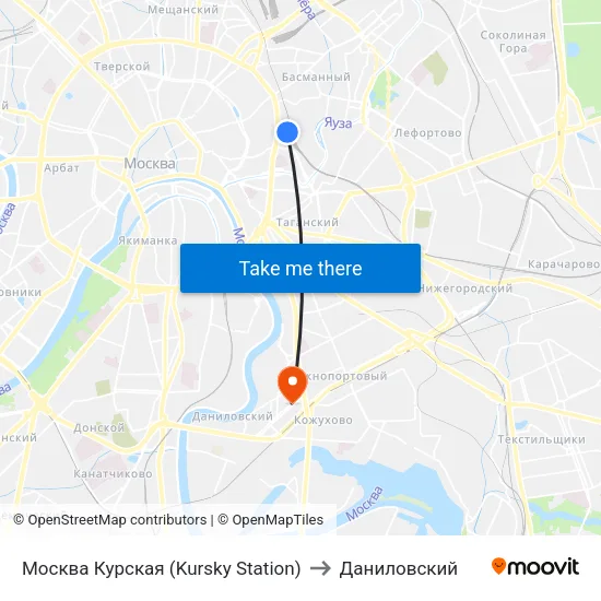 Москва Курская (Kursky Station) to Даниловский map