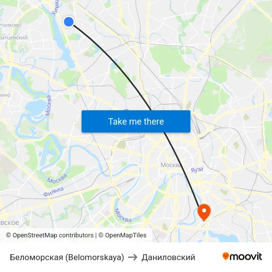 Беломорская (Belomorskaya) to Даниловский map