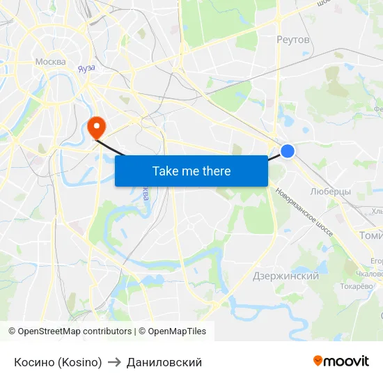 Косино (Kosino) to Даниловский map