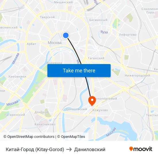 Китай-Город (Kitay-Gorod) to Даниловский map