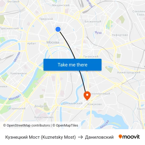 Кузнецкий Мост (Kuznetsky Most) to Даниловский map