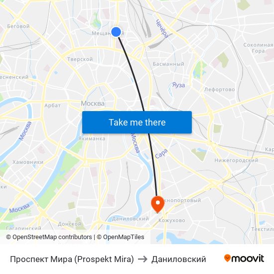Проспект Мира (Prospekt Mira) to Даниловский map