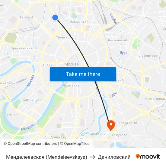 Менделеевская (Mendeleevskaya) to Даниловский map