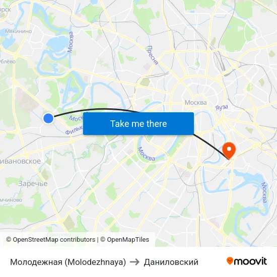 Молодежная (Molodezhnaya) to Даниловский map