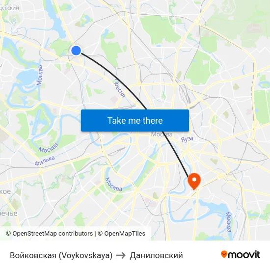 Войковская (Voykovskaya) to Даниловский map