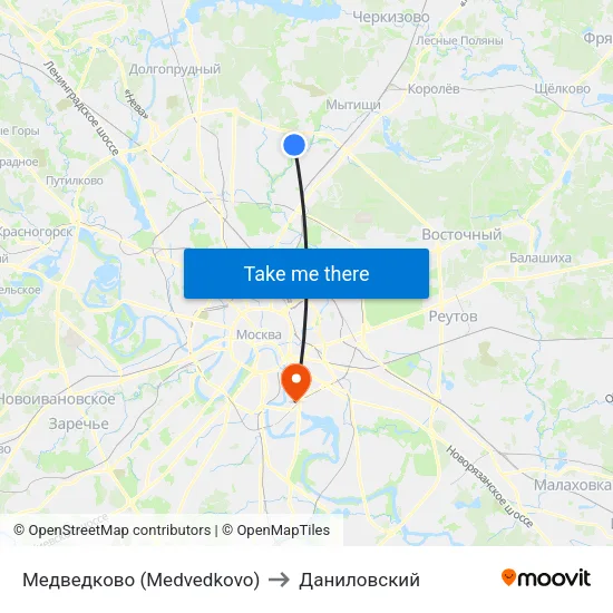 Медведково (Medvedkovo) to Даниловский map